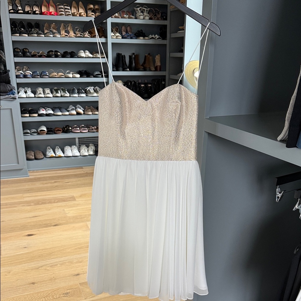 ERIN by Erin Fetherston Sparkling Gold and White Mini Fit & Flare Dress